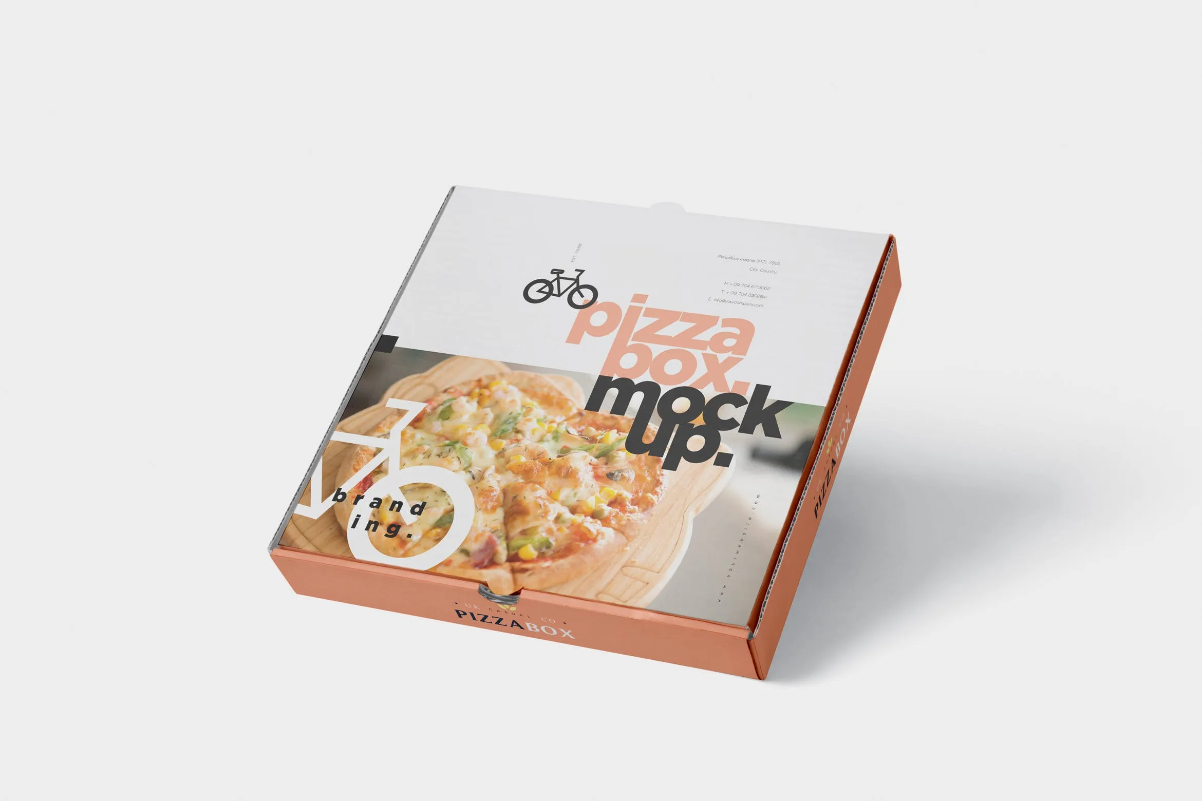 披萨外带包装纸盒设计图样机 Pizza Box Mock-Up#8211; Grocery Store Edition