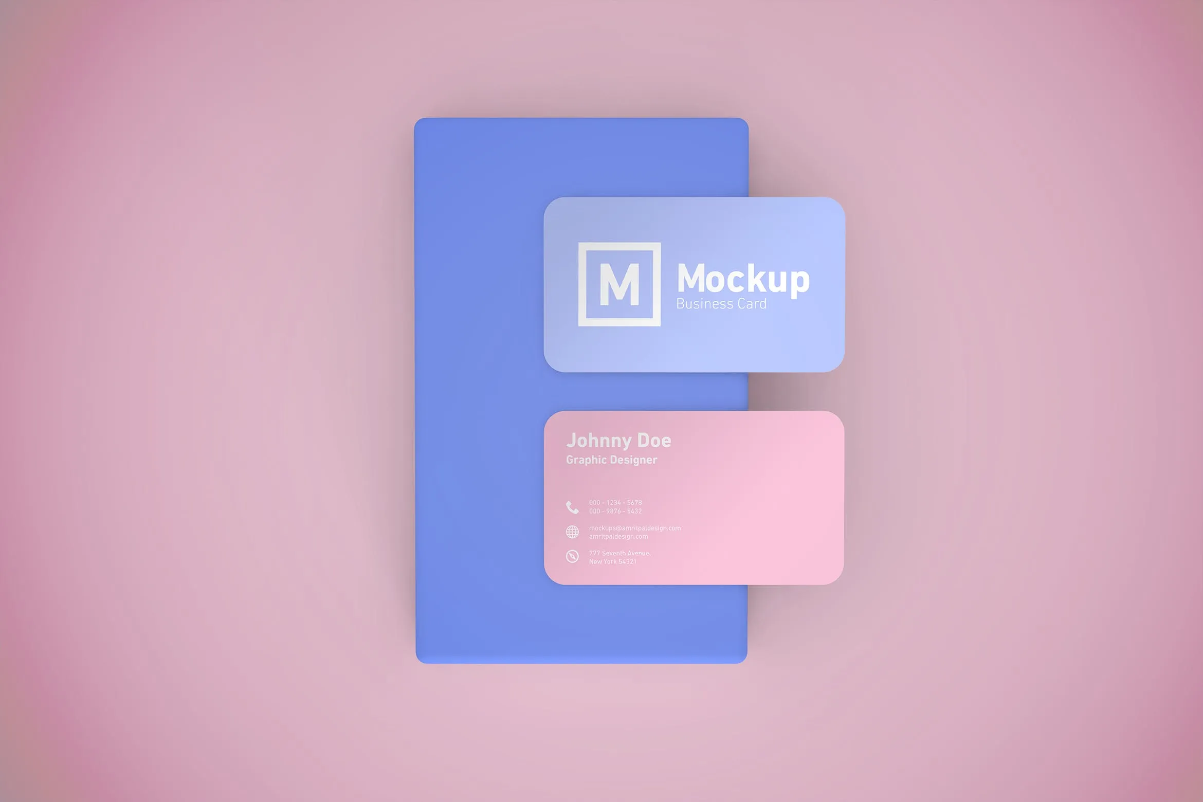 圆角设计风格企业名片设计效果图样机 Business Card Mockup Rounded Corner插图