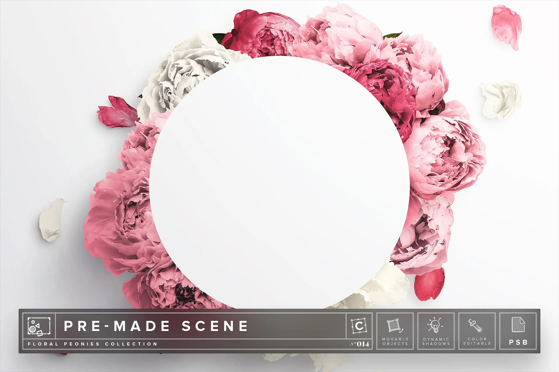 牡丹花花环场景样机 Floral Peonies Mockup Scene #014插图