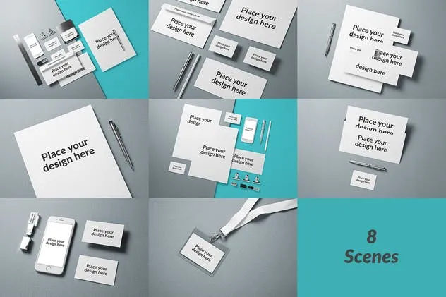 企业品牌VI设计办公文具样机模板v1 Branding / Identity Mock-up插图(9)