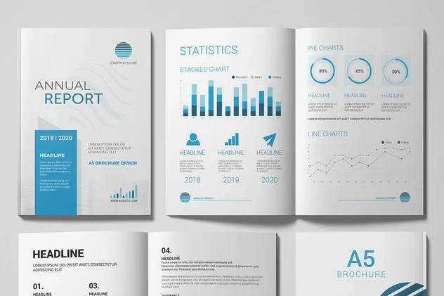 A5企业市场营市场销数据报告样机 A5 Magazine Mockup插图(7)