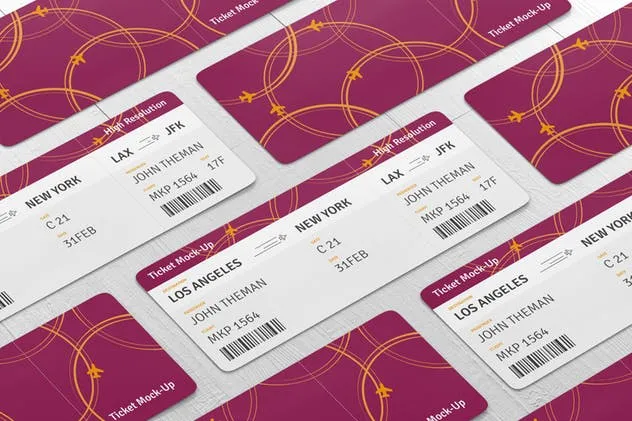 高品质的圆角机票/入场券/优惠券样机 Ticket Round Corner Mockup插图(7)