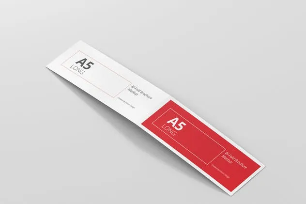 A5长双折页小册子传单样机 A5 Long Bi-Fold Brochure Mock-Up Landscape插图(6)