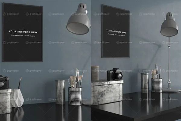 A3海报室内场景样机模板插图(3)