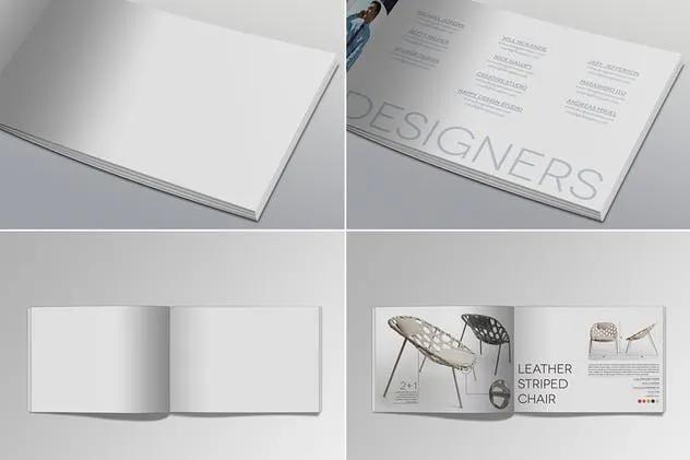 逼真横向规格宣传册企业画册样机 Realistic Landscape Brochure Mockups插图(3)