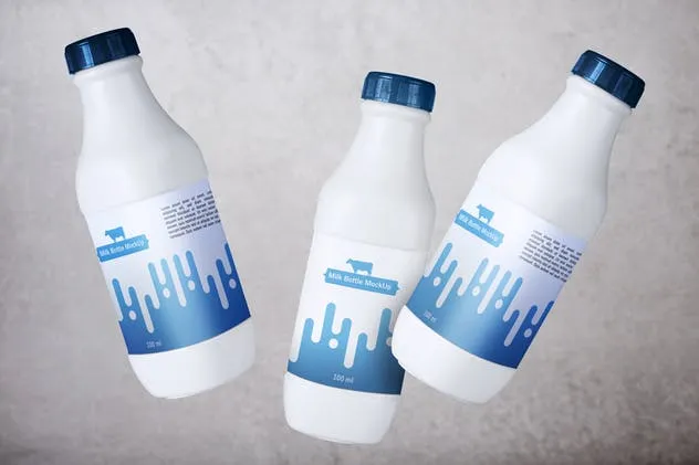 白色乳制品塑料瓶样机 Milk Bottle V.1插图(2)