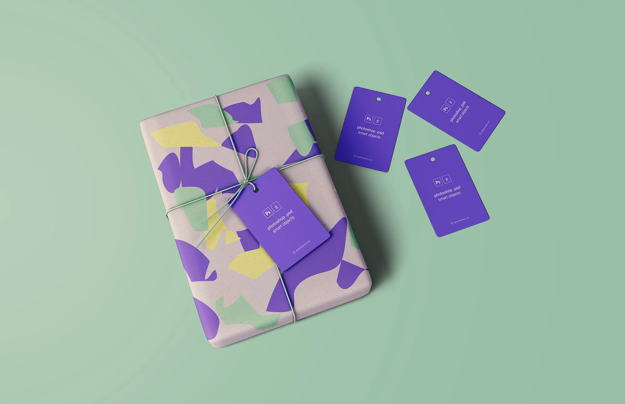 礼品包装设计效果图样机 Wrapped Gift Mockup