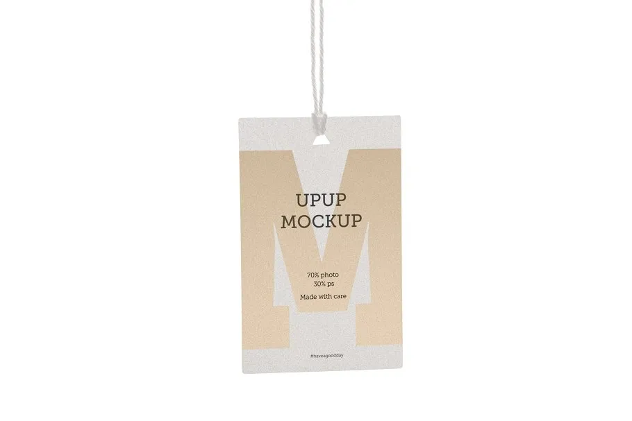 白色服装标签样机模板 Clothes label tag blank white mockup插图