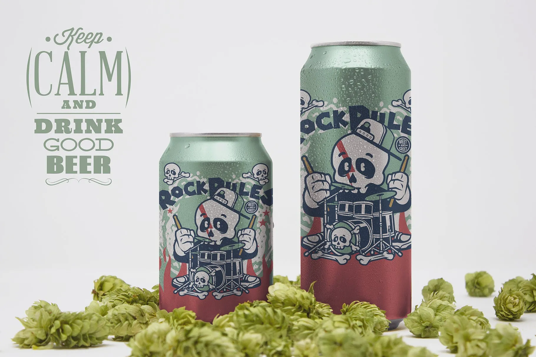 大小Size啤酒易拉罐外观设计图素材库精选模板 Front Beer Can Duo Mockup插图(2)