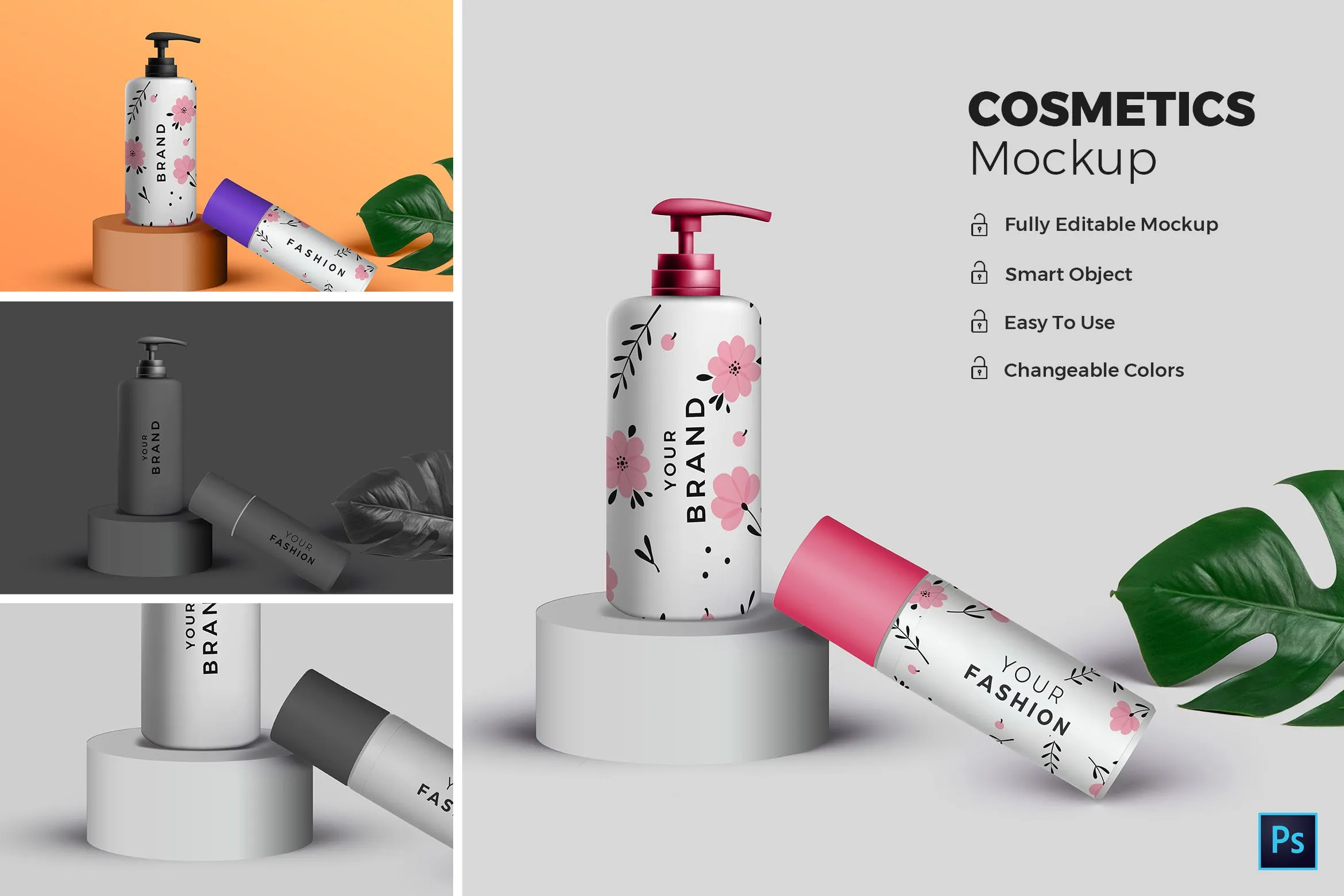 高端化妆品包装外观设计效果图素材库精选 Cosmetic Mockup插图