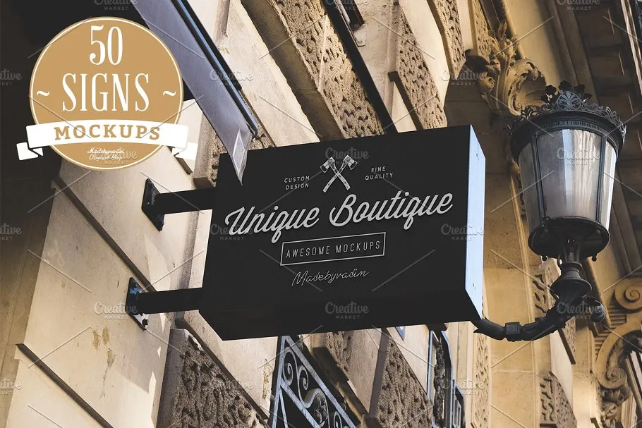 50款真实街景店招Logo样机 50 Signs mockups插图