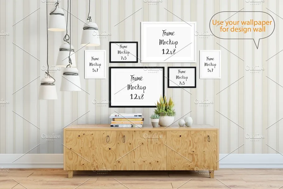 相框画框&墙纸墙漆展示样机 Interior Frame & Wall Mockup – 04插图(3)