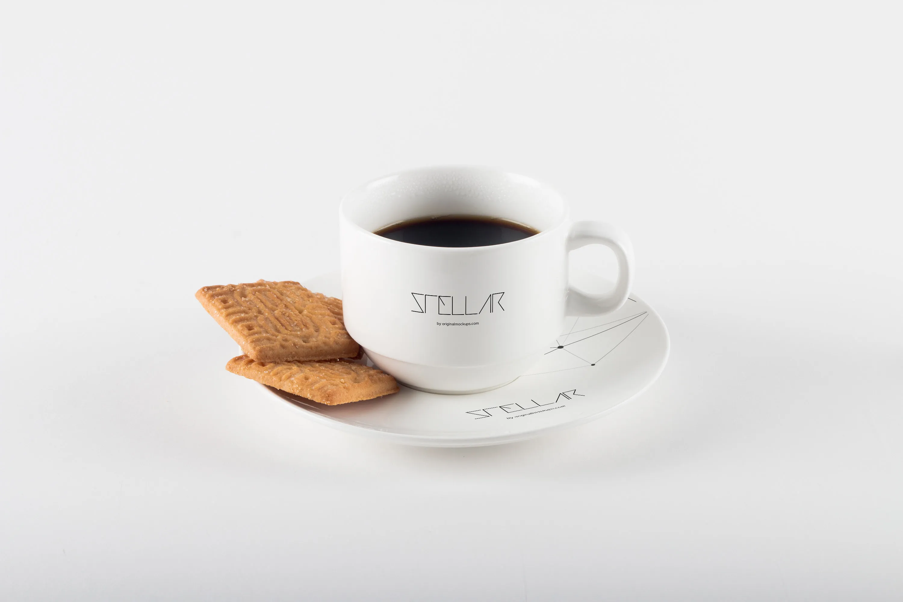 咖啡杯品牌Logo设计图演示样机模板03 Coffee Cup with Cookies Mockup 03插图