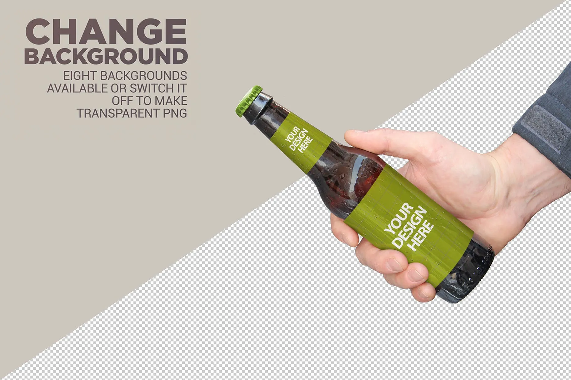 手持啤酒瓶素材库精选模板 Get Beer Bottle Mockup插图(5)