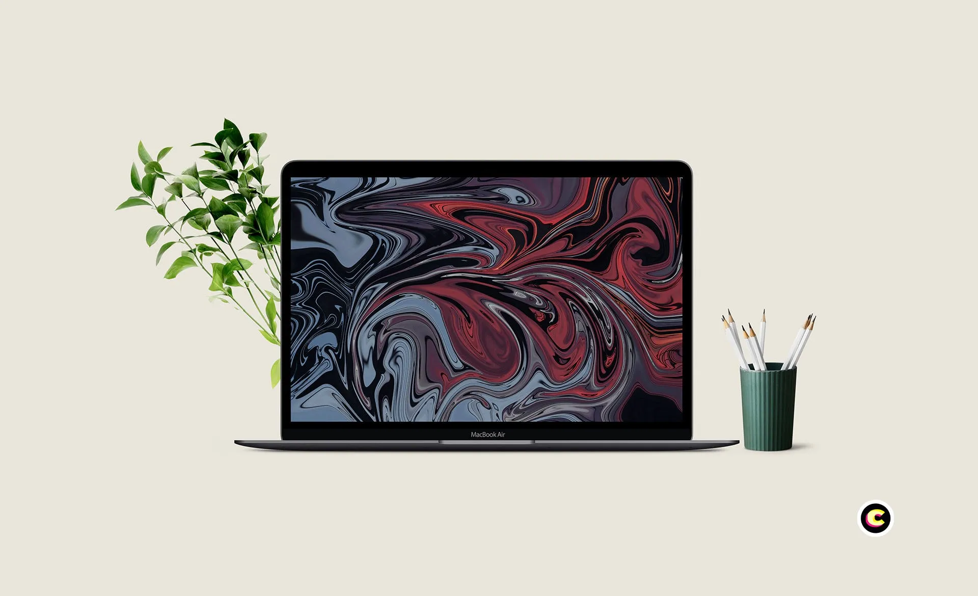 简约风办公环境超极本电脑屏幕预览样机 Laptop Mockup插图(4)