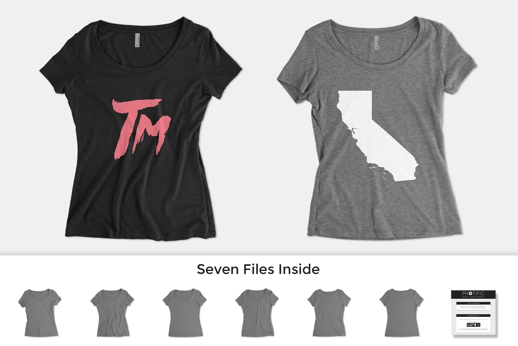 收腰款式女士T恤样机模板 Next Level 6730 Tri-Blend Scoop插图(3)