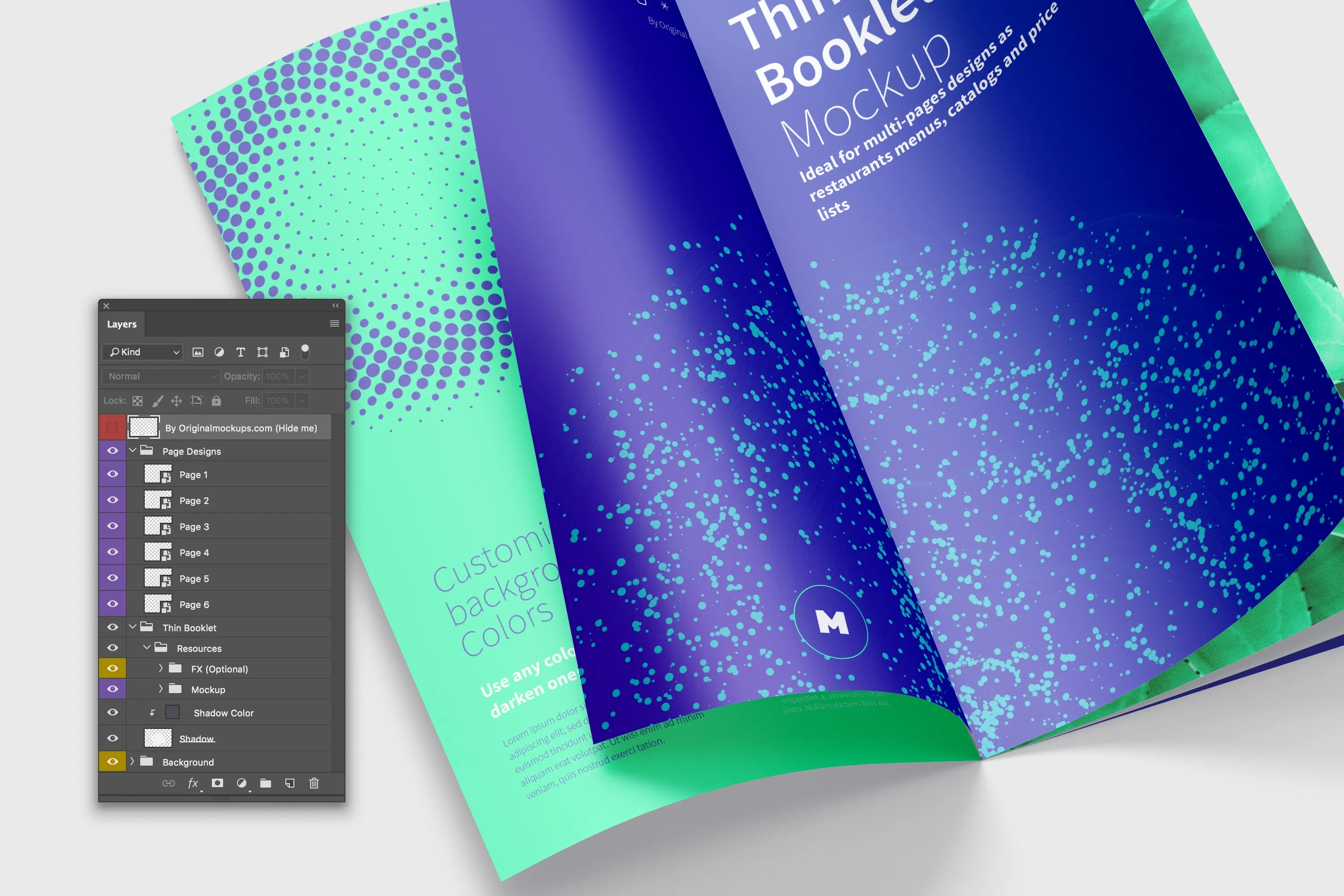 企业品牌宣传册设计翻页效果样机模板02 Thin Booklet Mockup 02插图(2)