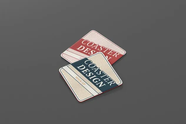 高品质圆角方形杯垫样机 Square Coaster Mock-Up Round Corner插图(3)