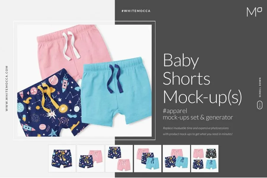 儿童短裤服装样机套装amp;生成器