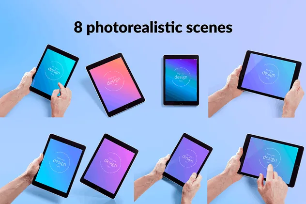 平板电脑APP&网站设计演示样机模板 Isolated Tablet Mock-up插图(1)