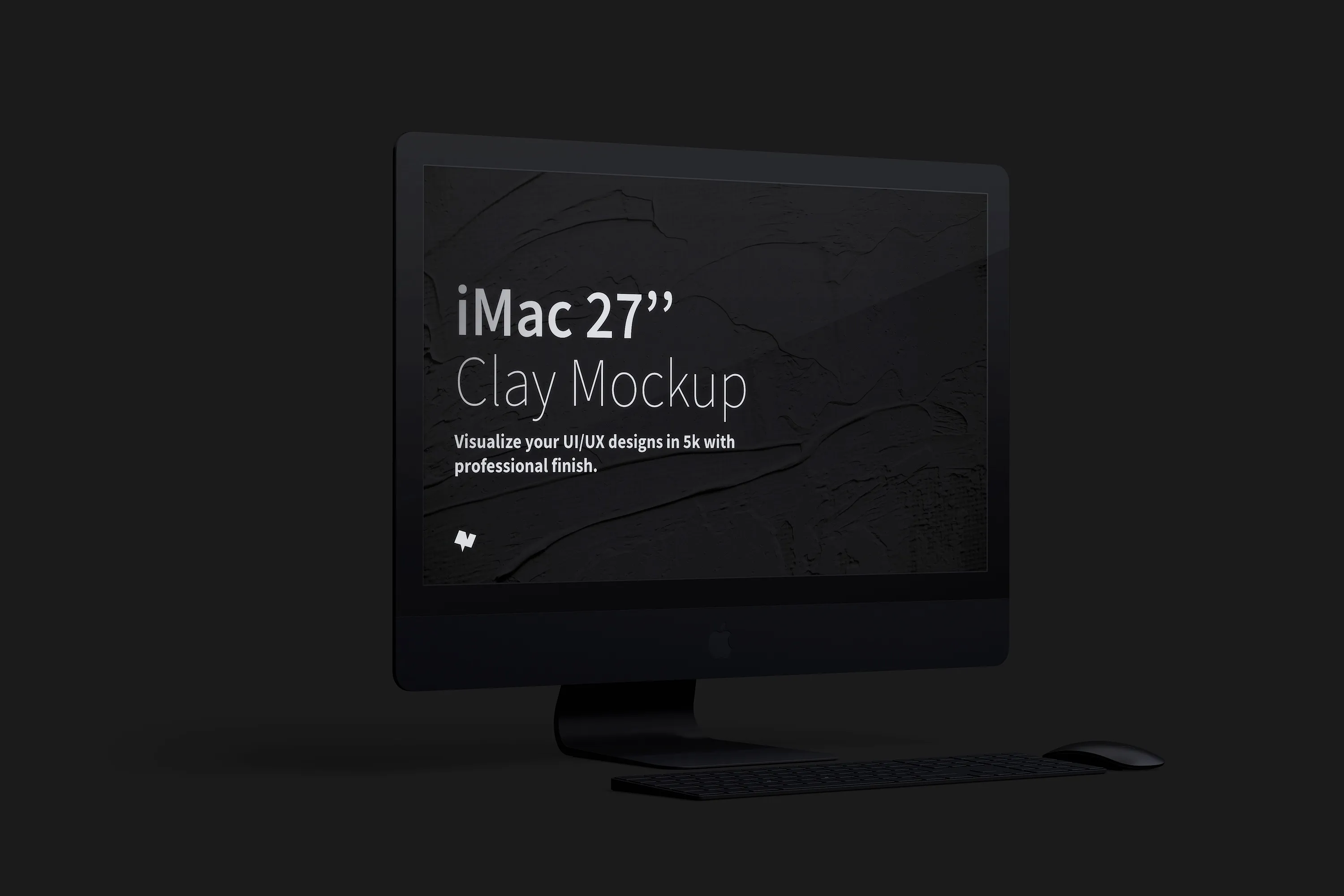 27寸苹果一体机iMac屏幕界面设计左视图样机 Clay iMac 27” Mockup, Left View插图(1)