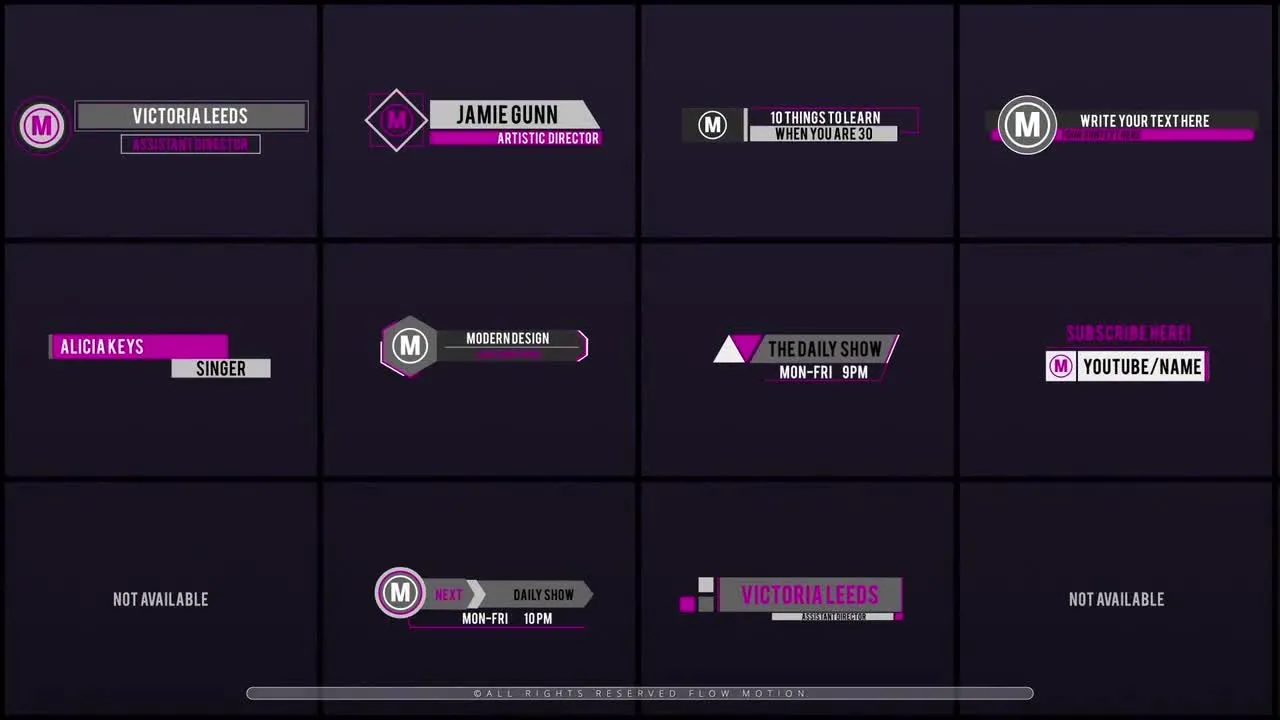 10个干净创意整洁的动画下三分之一标题像素设计精选AE模板