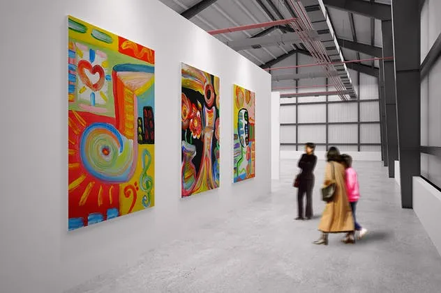 展览馆绘画作品艺术品展示样机Vol.3 Exhibition Mockup [vol3]插图(1)