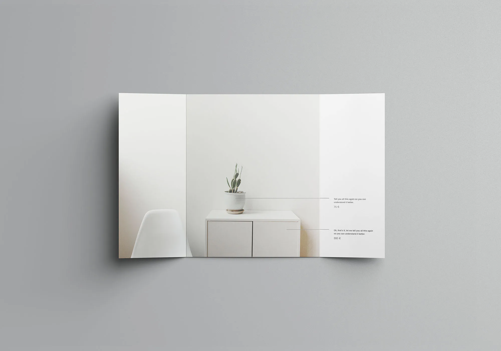 单门折叠宣传册印刷效果图样机 Single Gatefold Brochure Mockup插图(3)