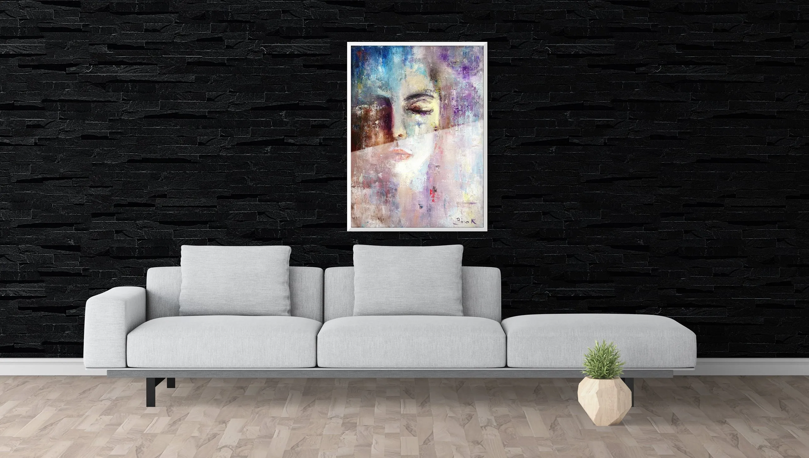 时尚简约的画框和墙壁样机插图