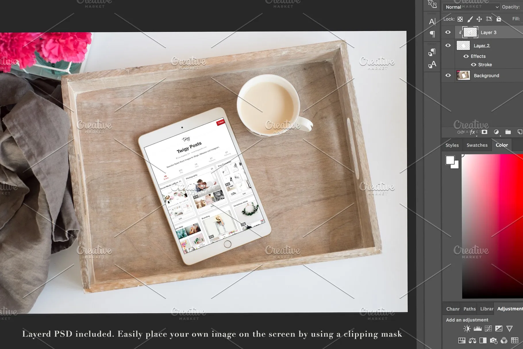 花卉装饰平板&照片场景样机 Floral Stock Photos | Tablet Mockup插图(3)