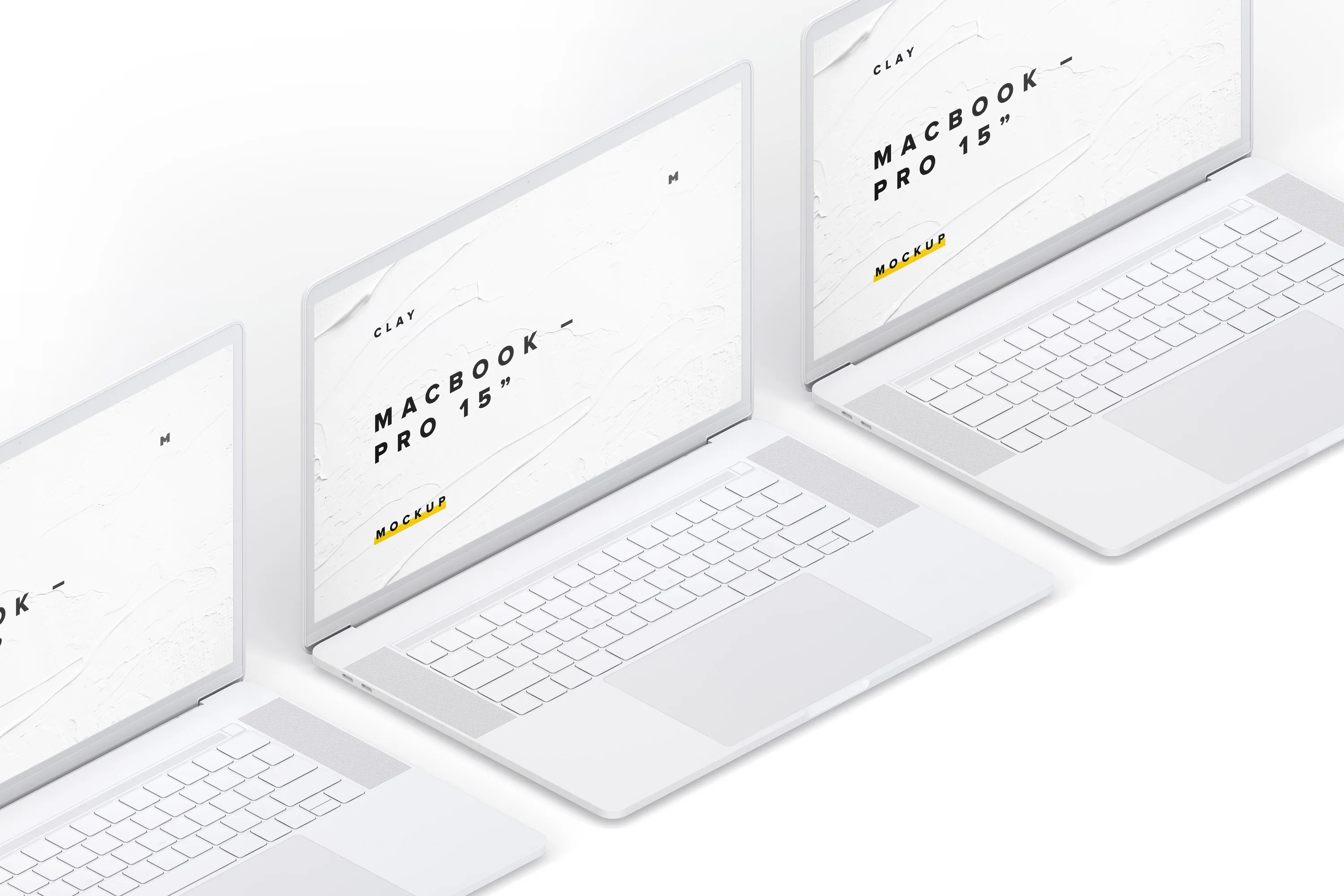 15寸MacBook Pro苹果笔记本电脑左视图样机模板 Clay MacBook Pro 15" with Touch Bar, Left Isometric View Mockup插图(2)