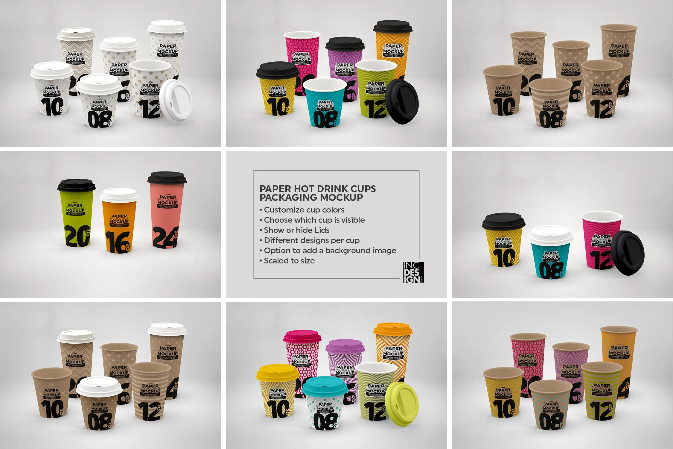 热饮一次性纸杯外观设计素材库精选 Paper Hot Drink Cups Packaging Mockup插图(3)