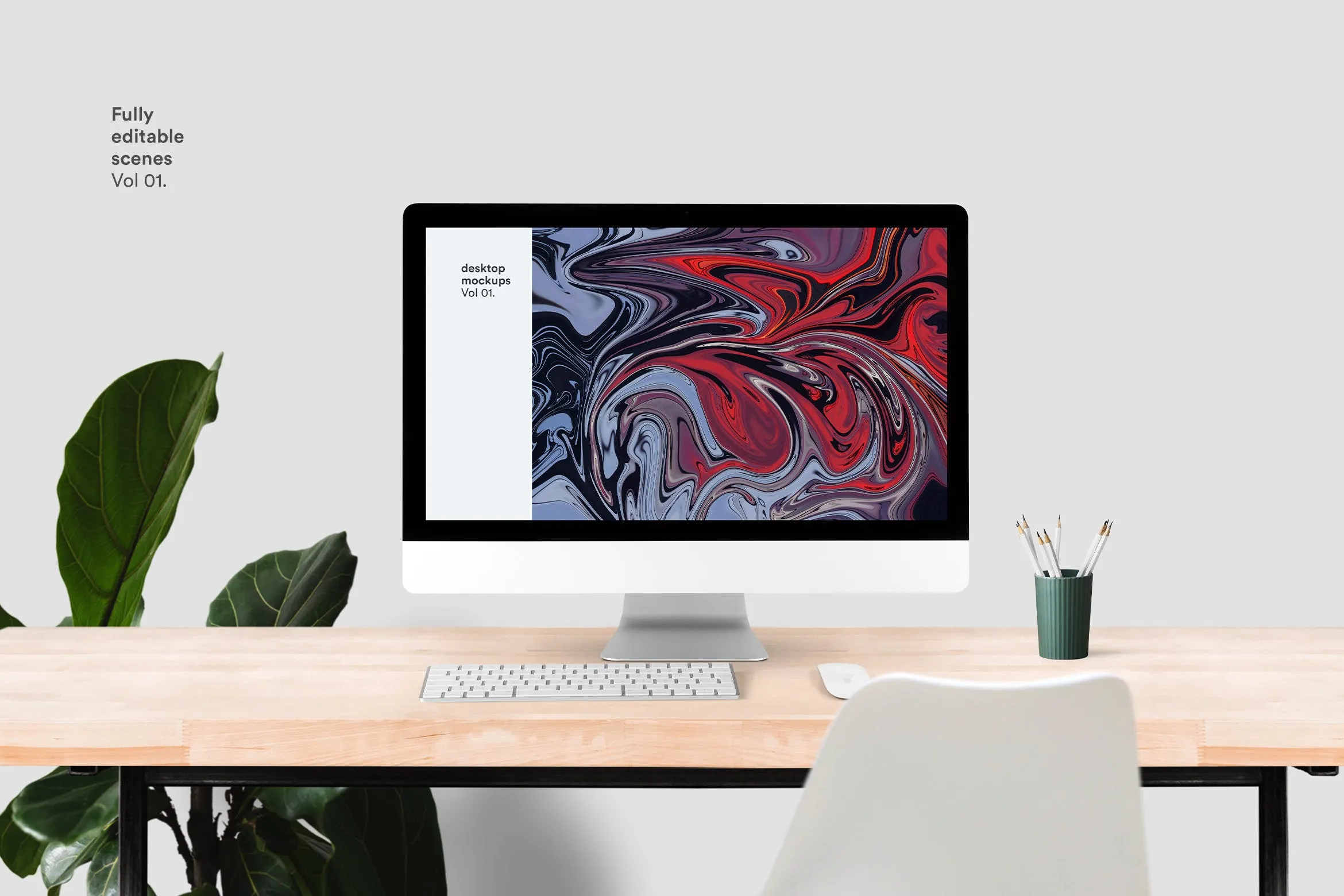 现代简约风办公场景一体机电脑像素设计精选样机模板 Desktop Mockups
