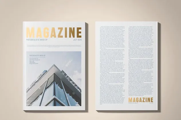 A4烫金印字杂志样机 A4 Foil Stamping Magazine Mock-Up插图(2)