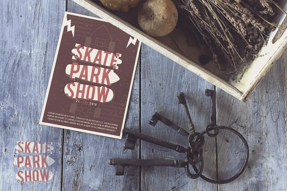 复古海报设计样机模板 Vintage Black Keys