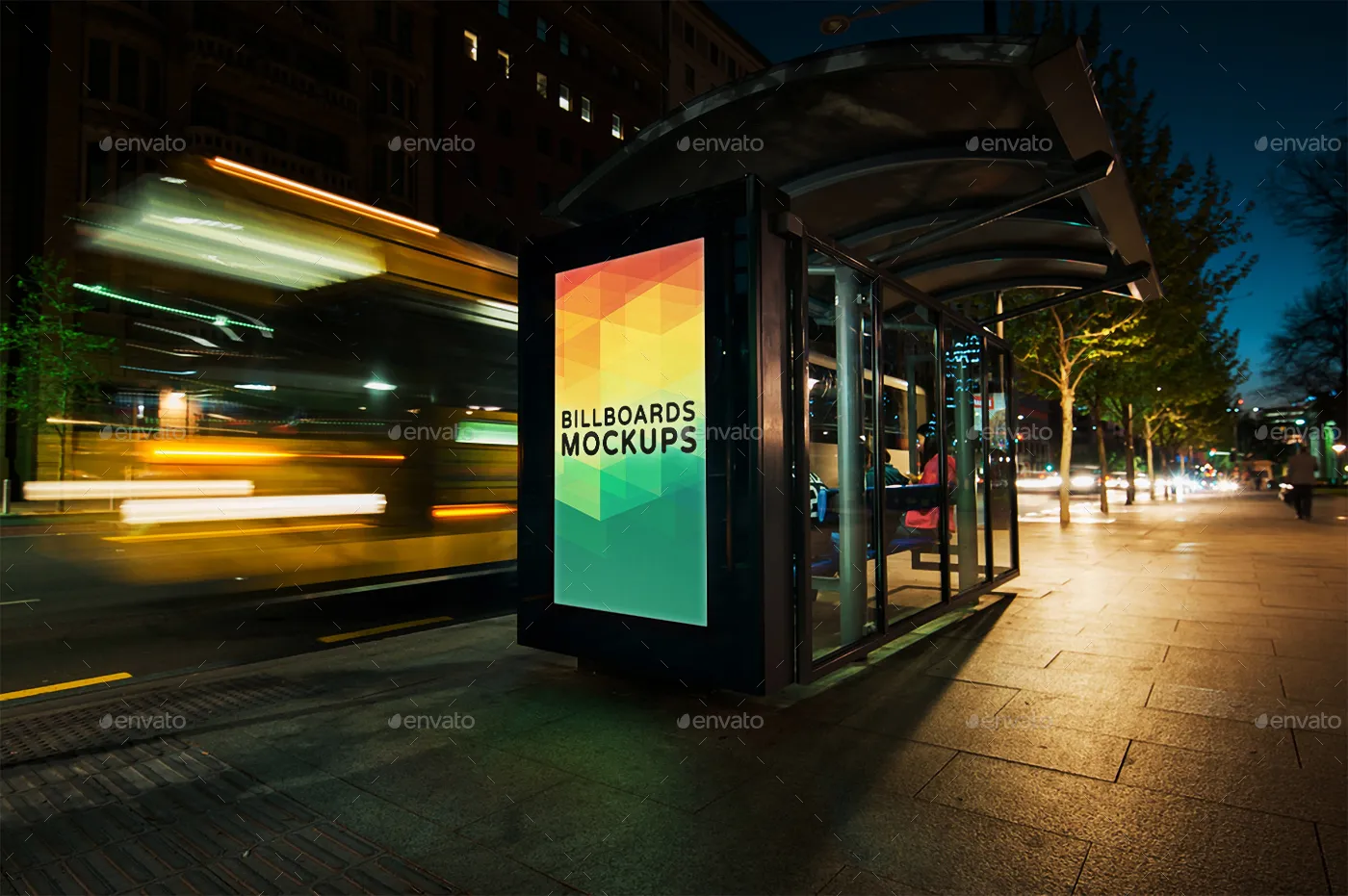 夜间广告牌展示样机模版 Billboards Mockups at Night Vol.1插图(2)