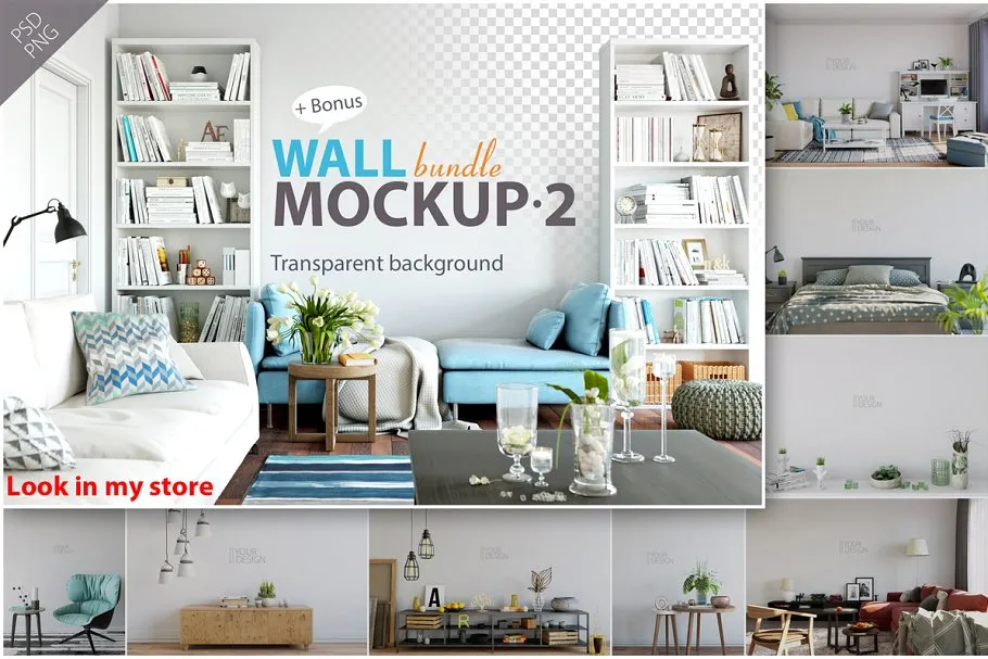 相框画框&墙纸墙漆展示样机 Interior Frame & Wall Mockup – 04插图(6)