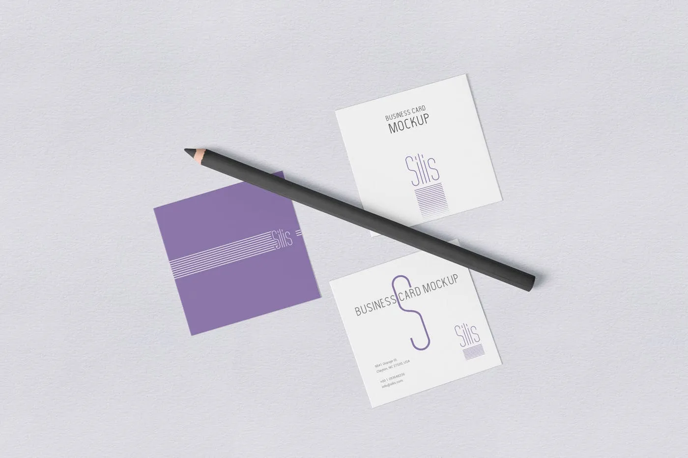 方形名片叠放阴影效果样机素材库精选模板 Square Shaped Business Card Mockups插图(4)