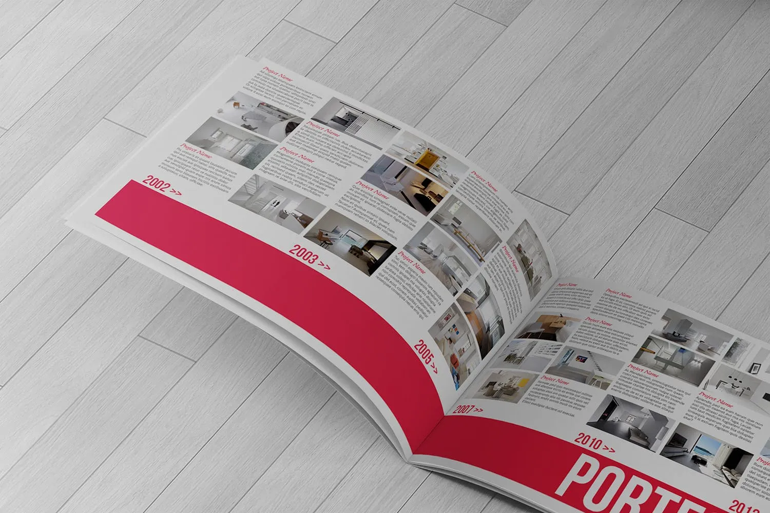 横版设计企业&品牌宣传册左侧特写图样机素材库精选模板 US Half Letter Brochure Mockup Closeup Left Page插图(2)