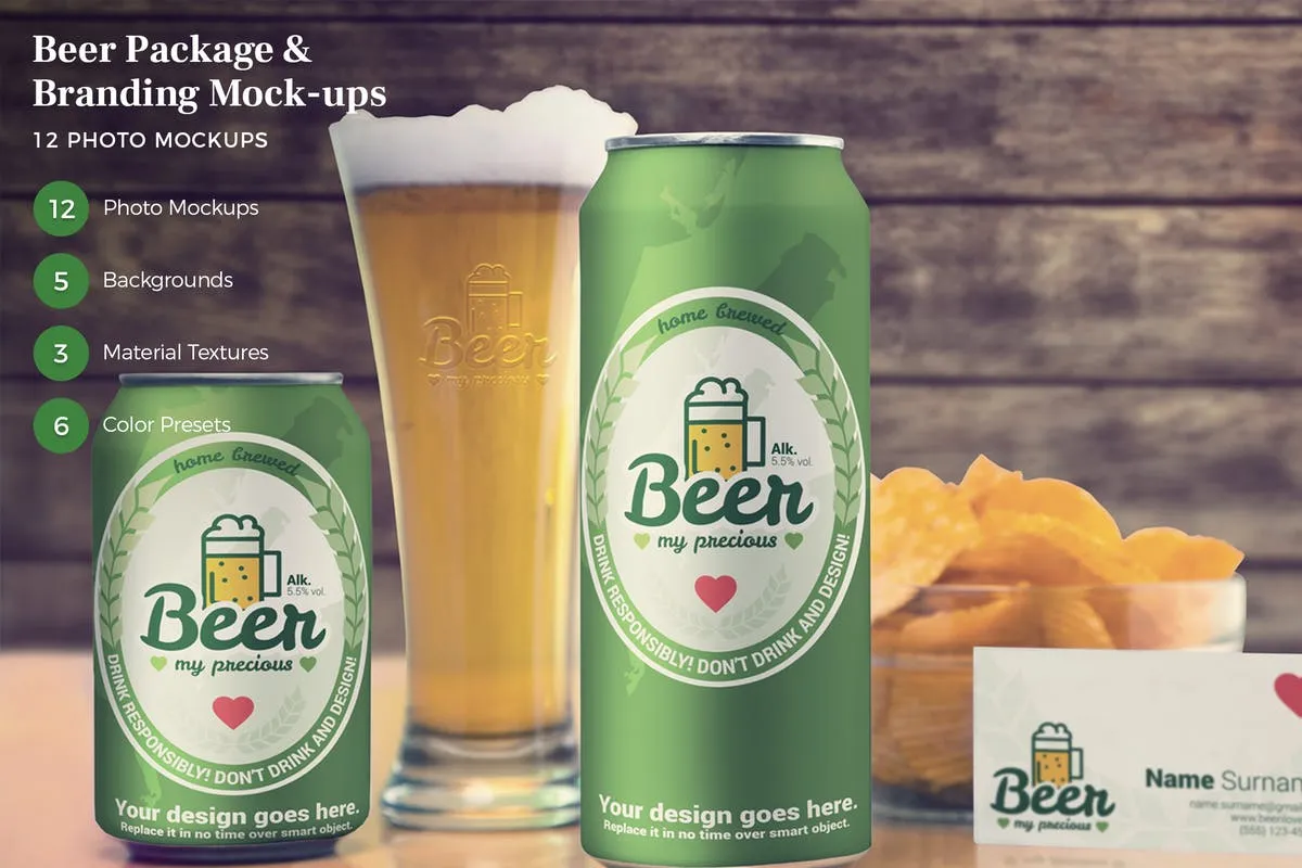 啤酒包装amp;品牌VI样机模板 Beer Packageamp; Branding Mock-ups