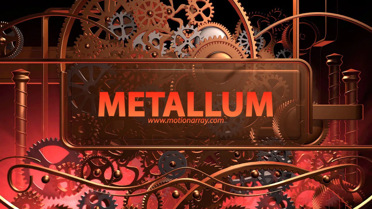 金属机械3D齿轮徽标显示像素设计精选AE模板