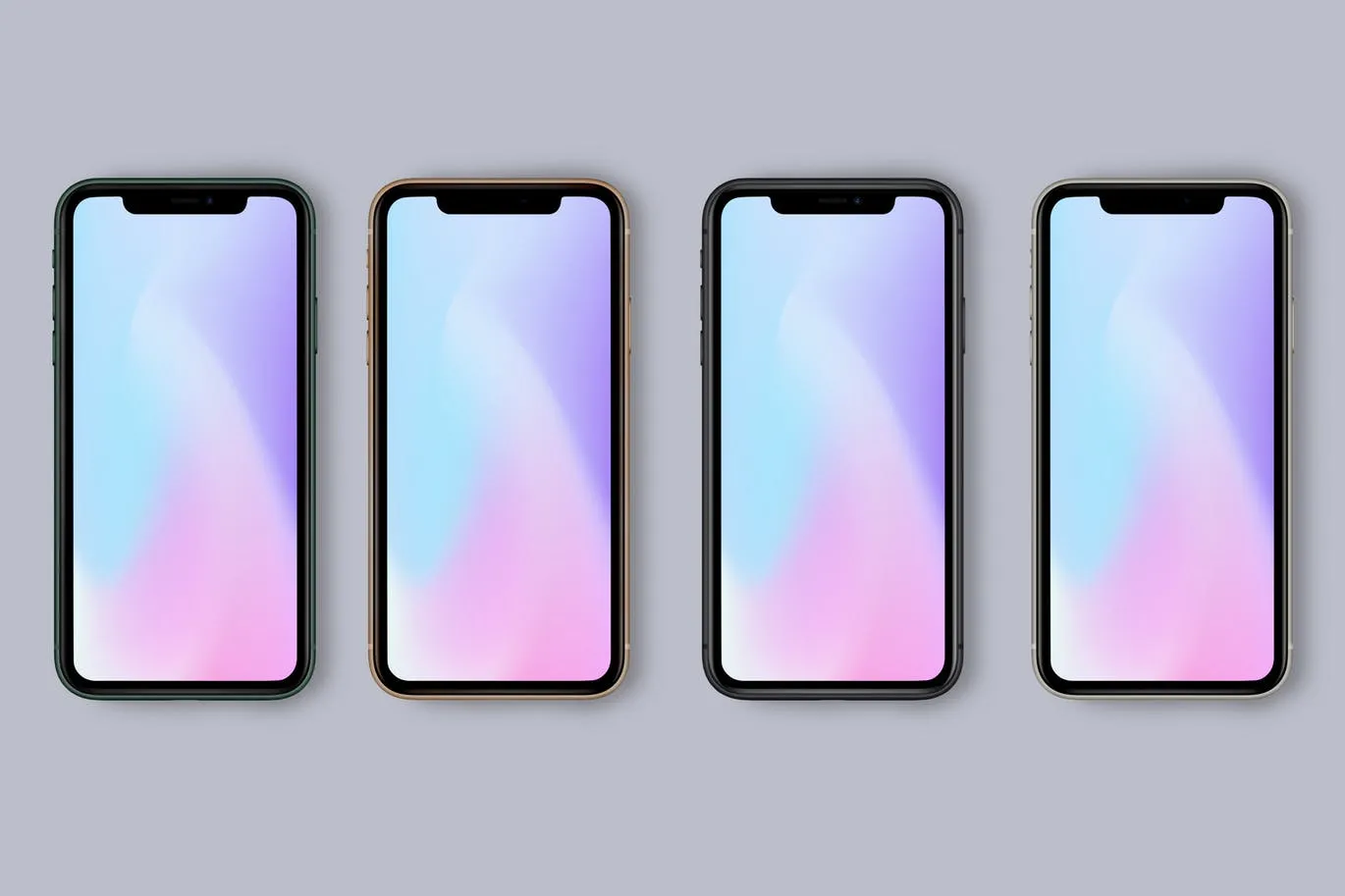 iPhone 11 Pro官方配色手机样机模板 New iPhone 11 Pro Mockup#8211; All Colors