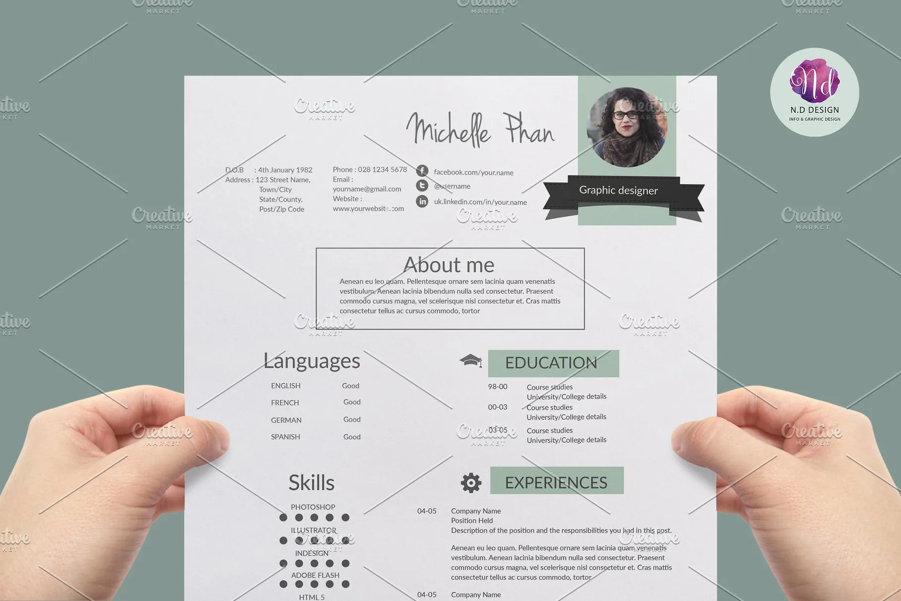 二合一简约简历模板 Resume template插图(4)