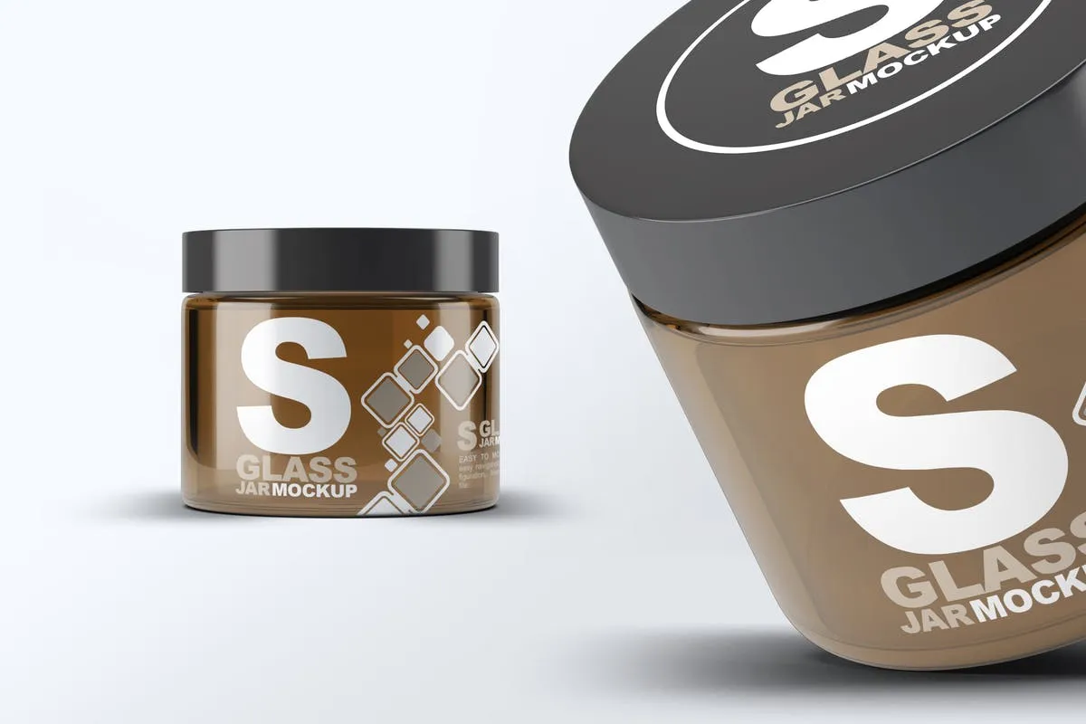 化妆品护肤品玻璃罐样机 Cosmetics Glass Jar Mock-Up插图