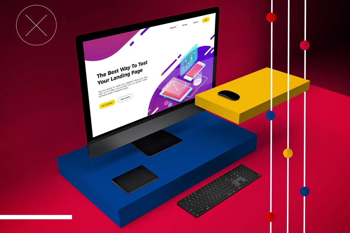 抽象场景iMac Pro一体机电脑屏幕预览素材库精选样机v2 Abstract iMac Pro V.2 Mockup插图(3)