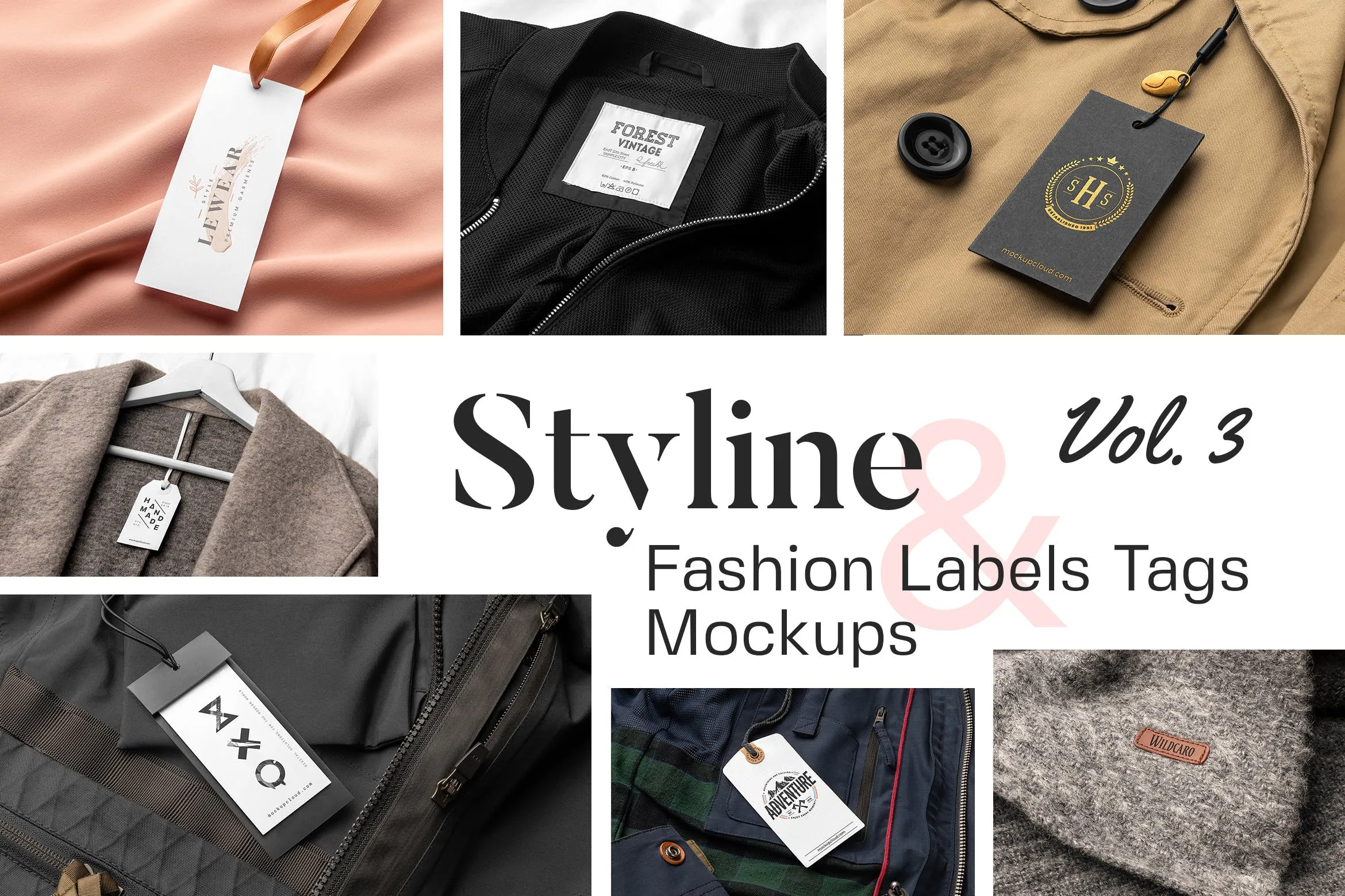 Styline系列服装标签amp;吊牌VI设计像素设计精选模板v3 Styline#8211; Apparel Labels and Tags Mockups vol 3