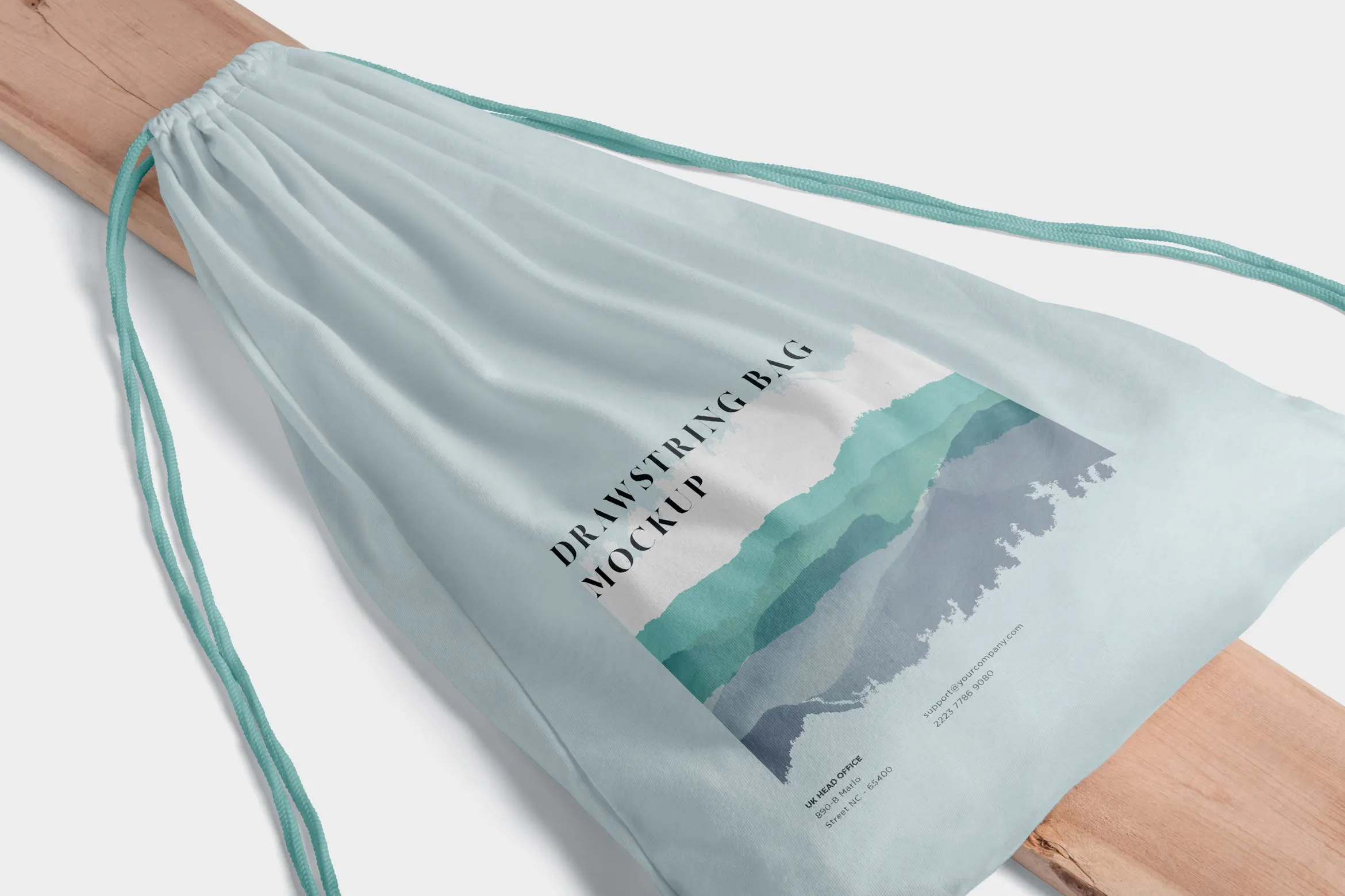 拉绳包便携袋子设计预览样机 4 Drawstring Bag Mockups插图