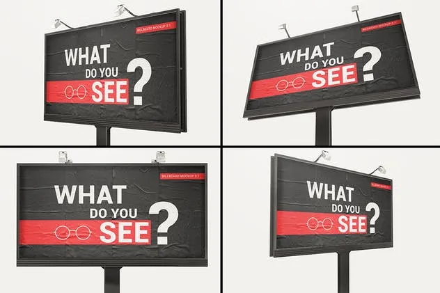 胶合纸效果广告牌样机 Billboard With Glued Paper Effect Mockups插图(5)