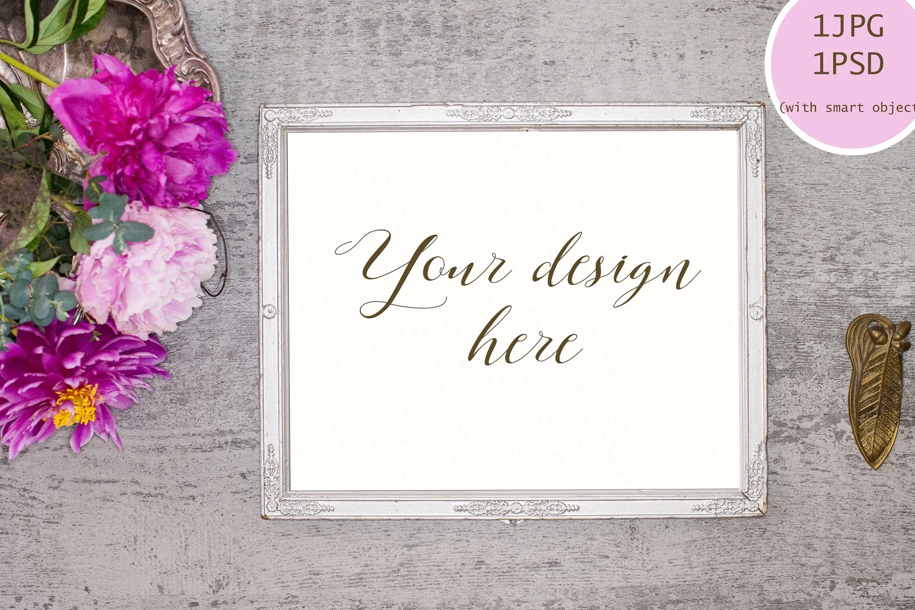 水彩花卉装饰画框&绘画样机模板 Peony mock up BUNDLE插图(1)