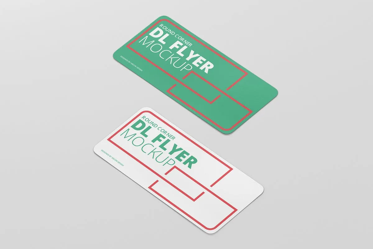 简约DL尺寸平面圆角传单样机 DL Horizontal Flyer Round Corner Mockup插图